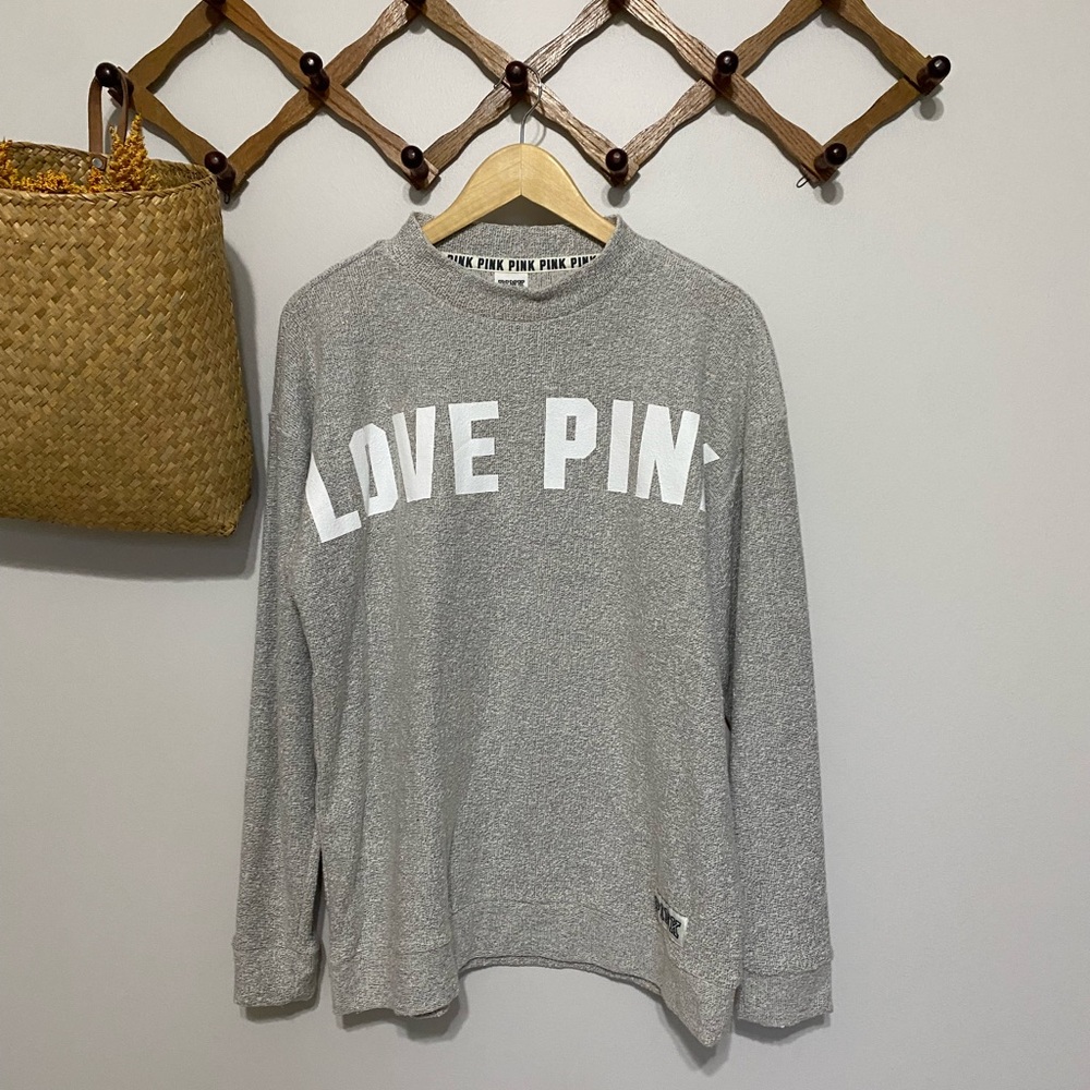 PINK Victoria's Secret Heathered Gray Mock Neck Pullover